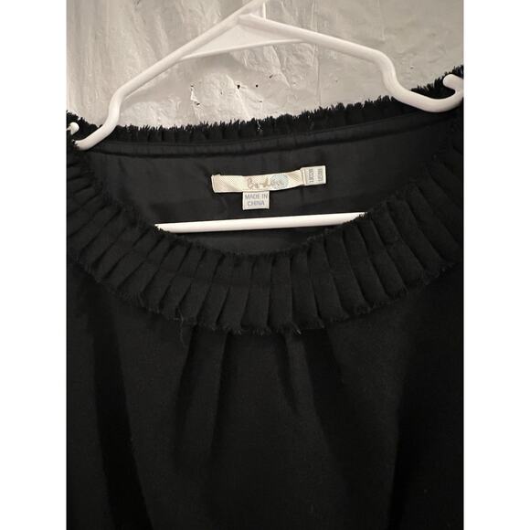 Boden Black Ruffle Neck Wool Midi Sheath Dress Sz 8 - Picture 4 of 8